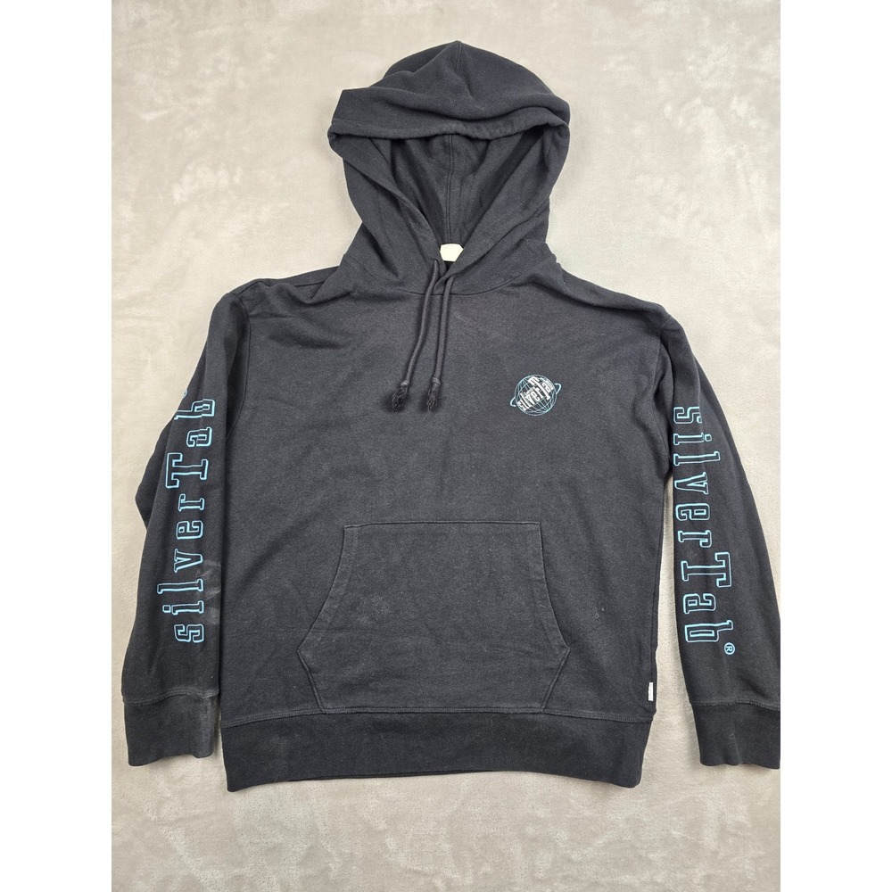 Levi's SilverTab Hoodie Mens L Black Graphic Sleeve‎ Sweatshirt Distressed